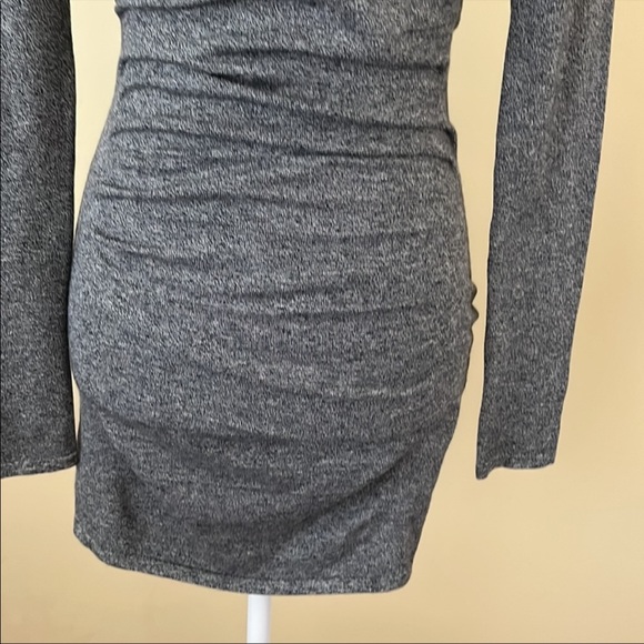 Charcoal gray bodycon dress with black color block back. - Picture 4 of 9